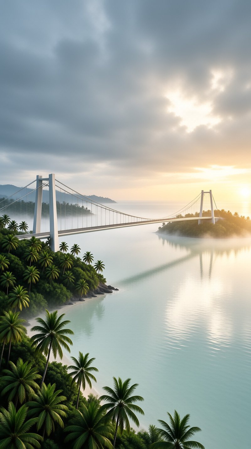 Tropical Bridge at Sunrise