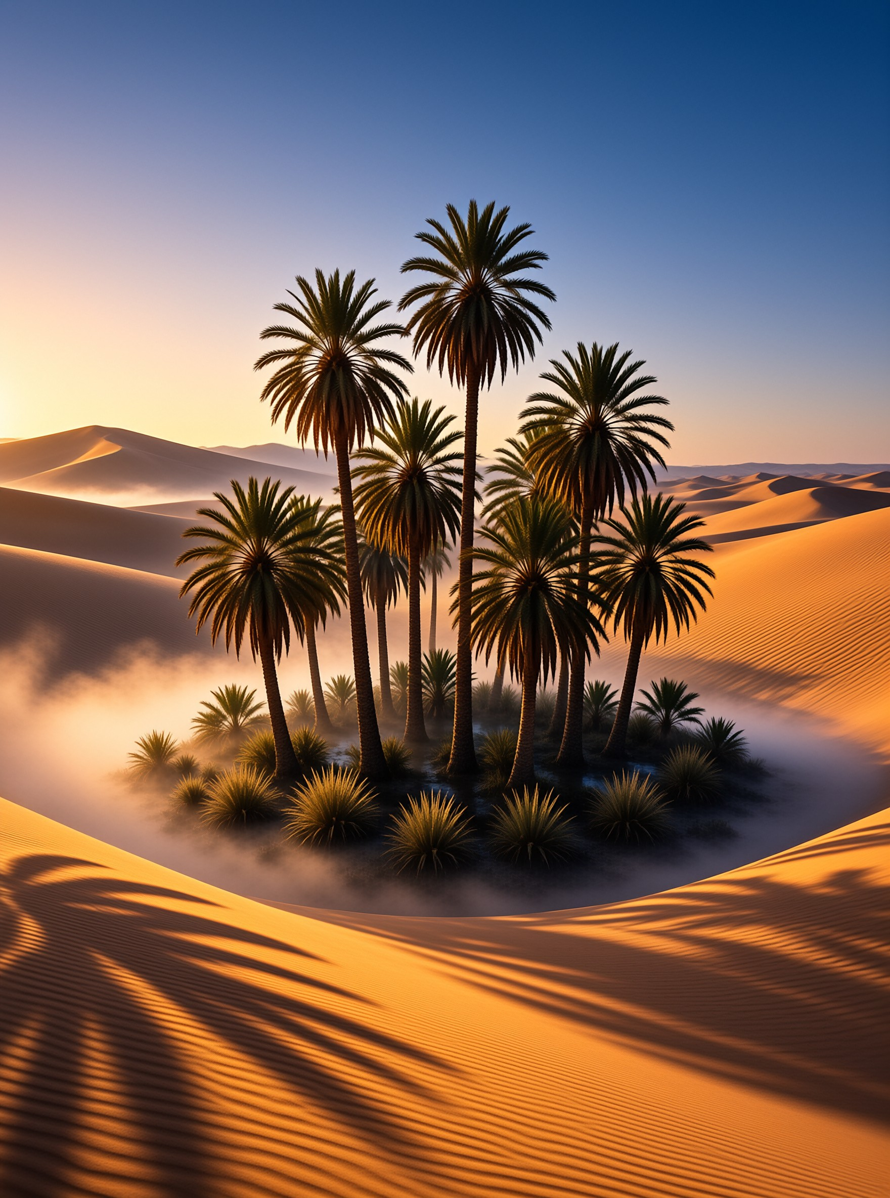 Desert Oasis at Sunset