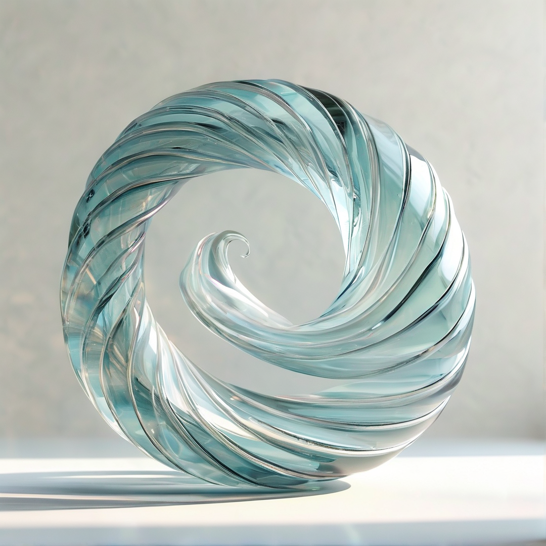 Blue Glass Spiral Sculpture