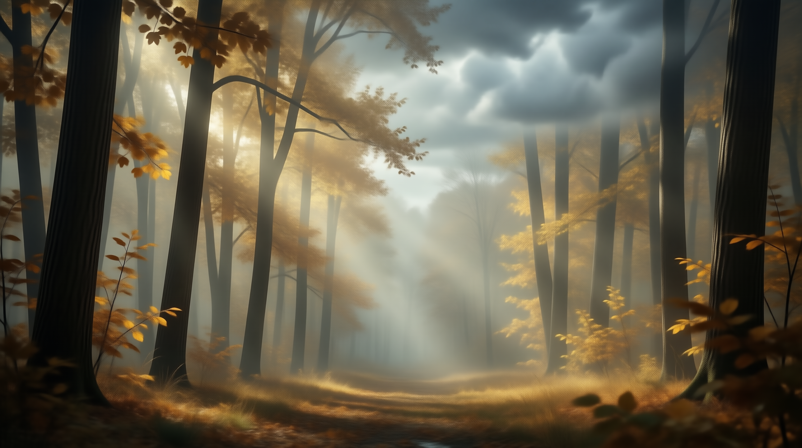 Misty Autumn Forest Path
