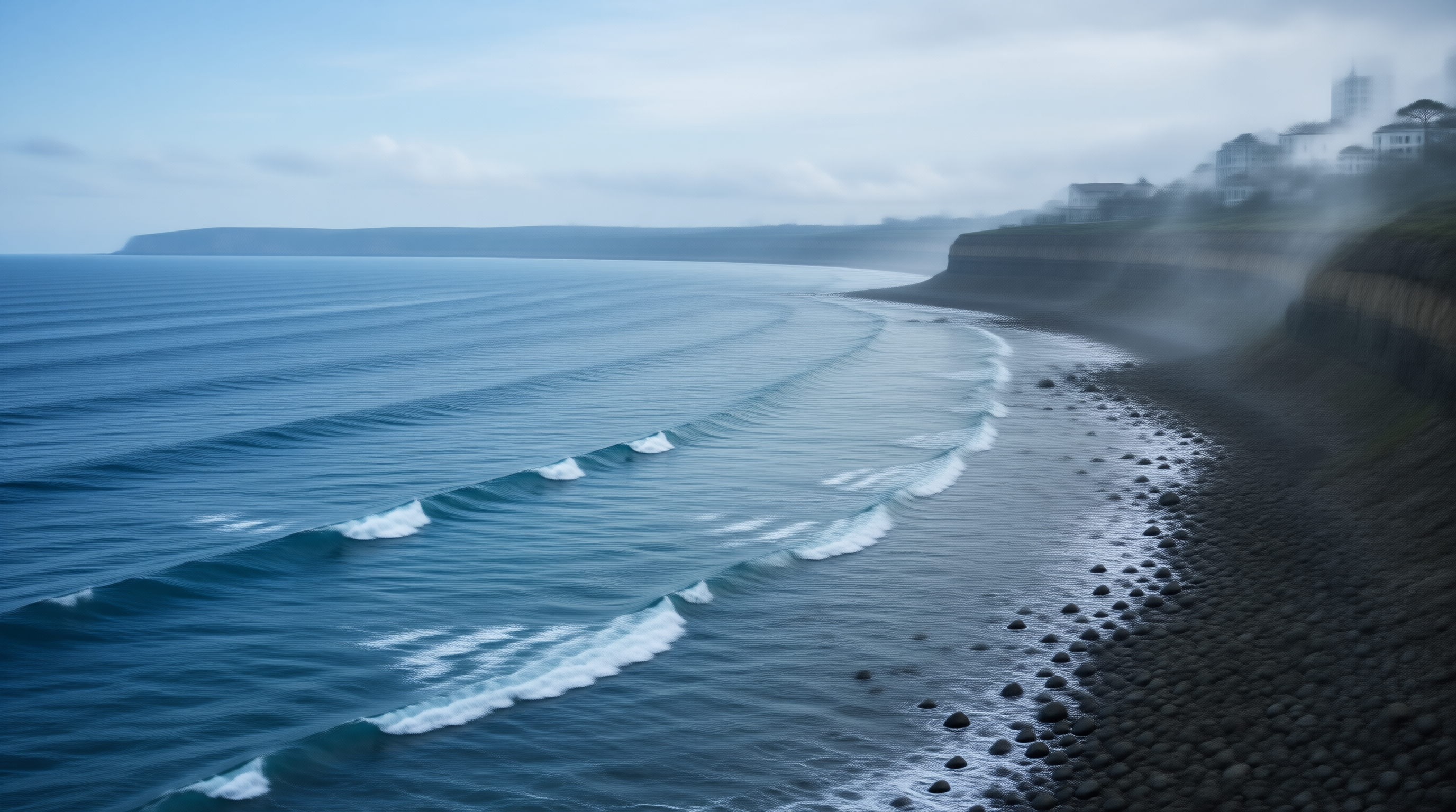 Misty Coastal Cliffs