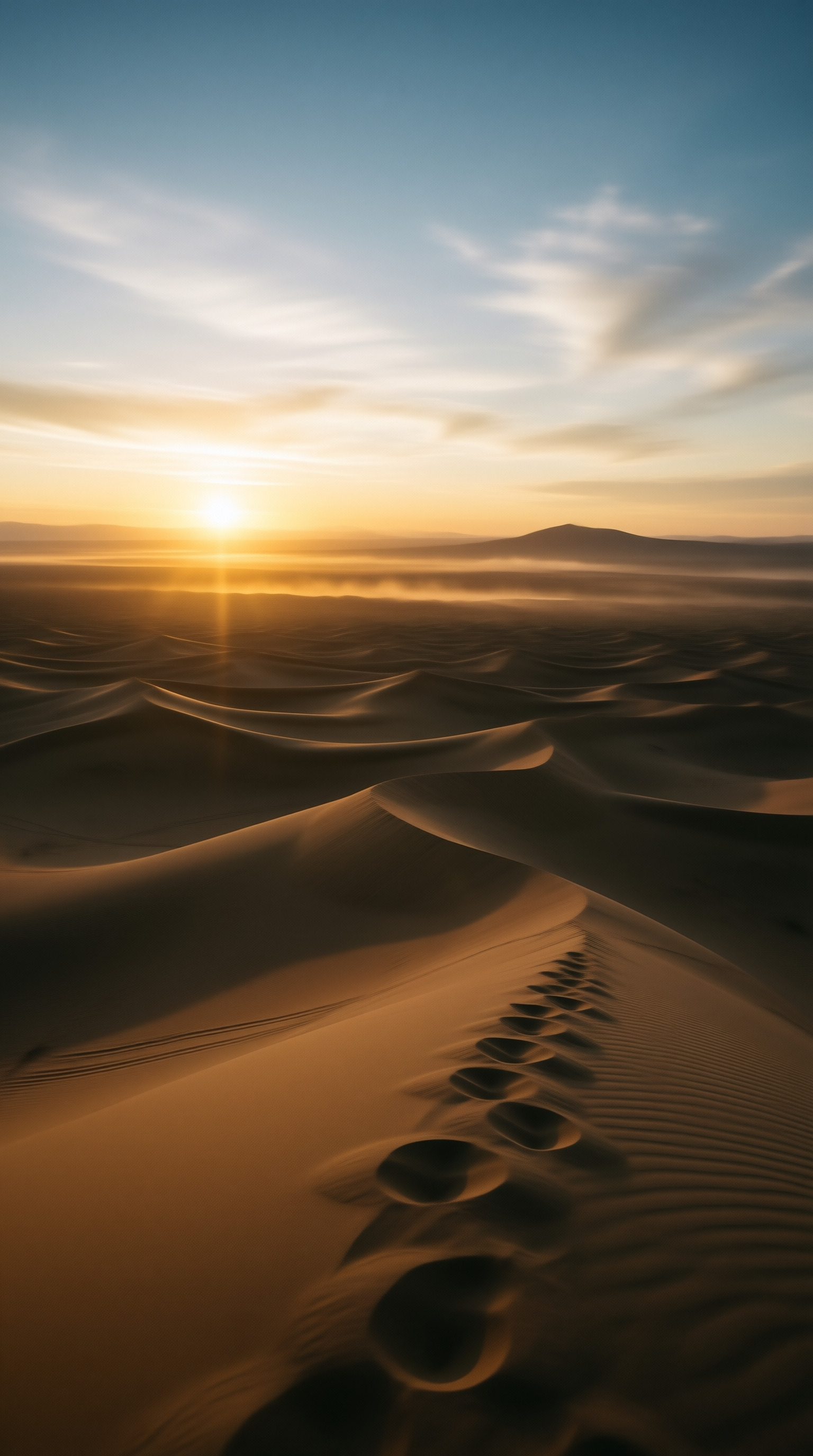 Desert Sunset with Footprints