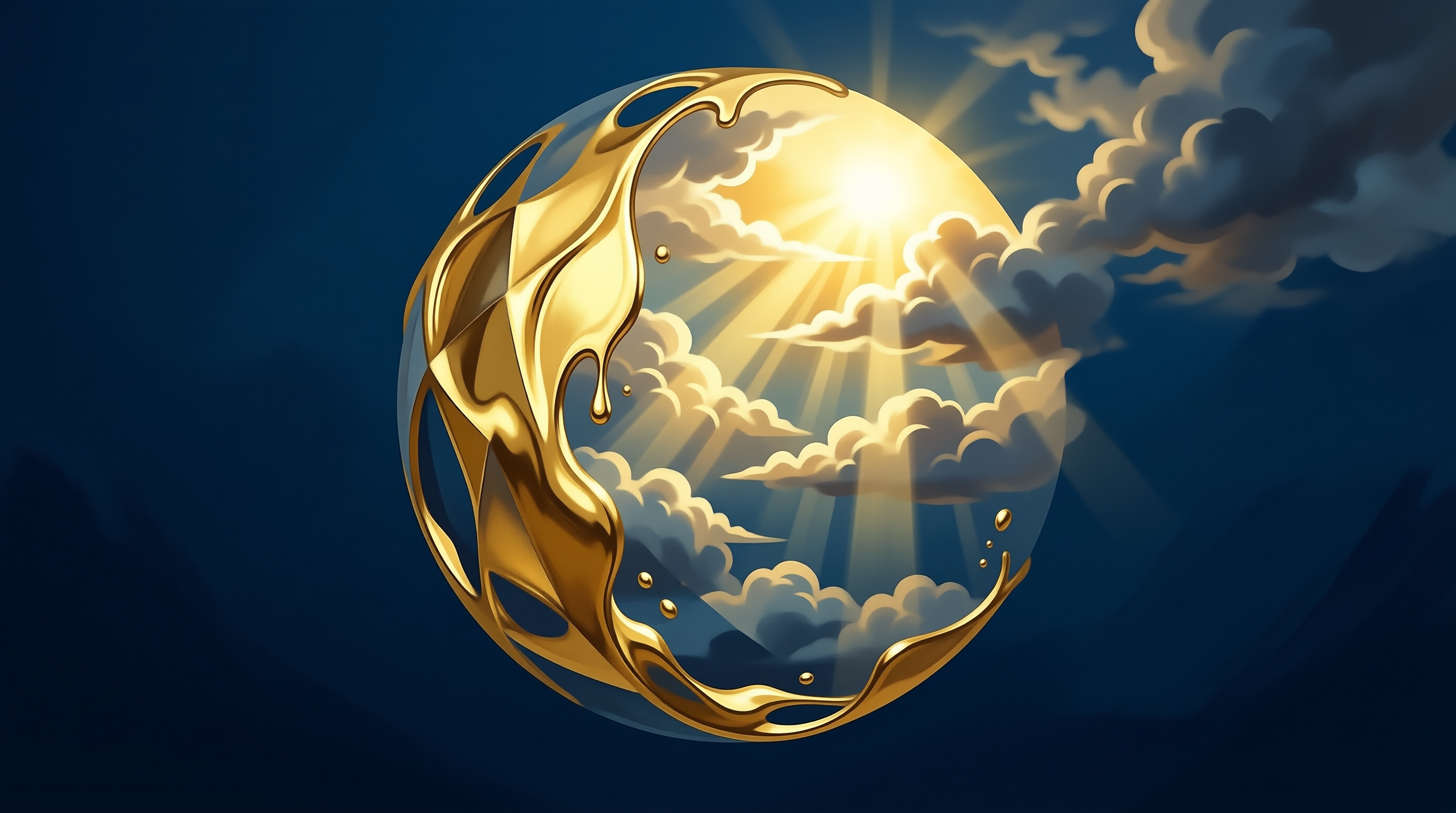 Golden Sunburst Sphere