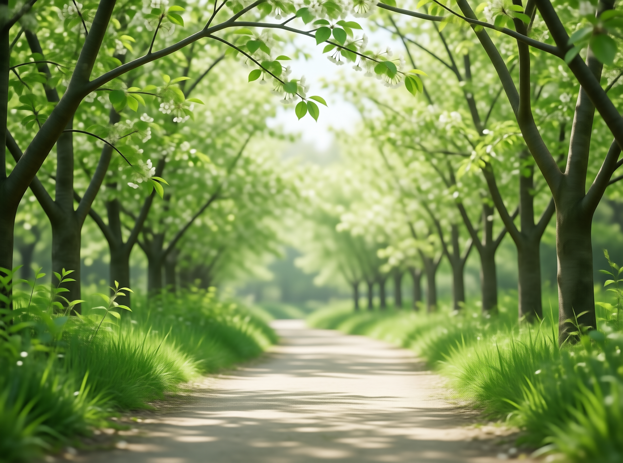 Tree Lined Path in Spring