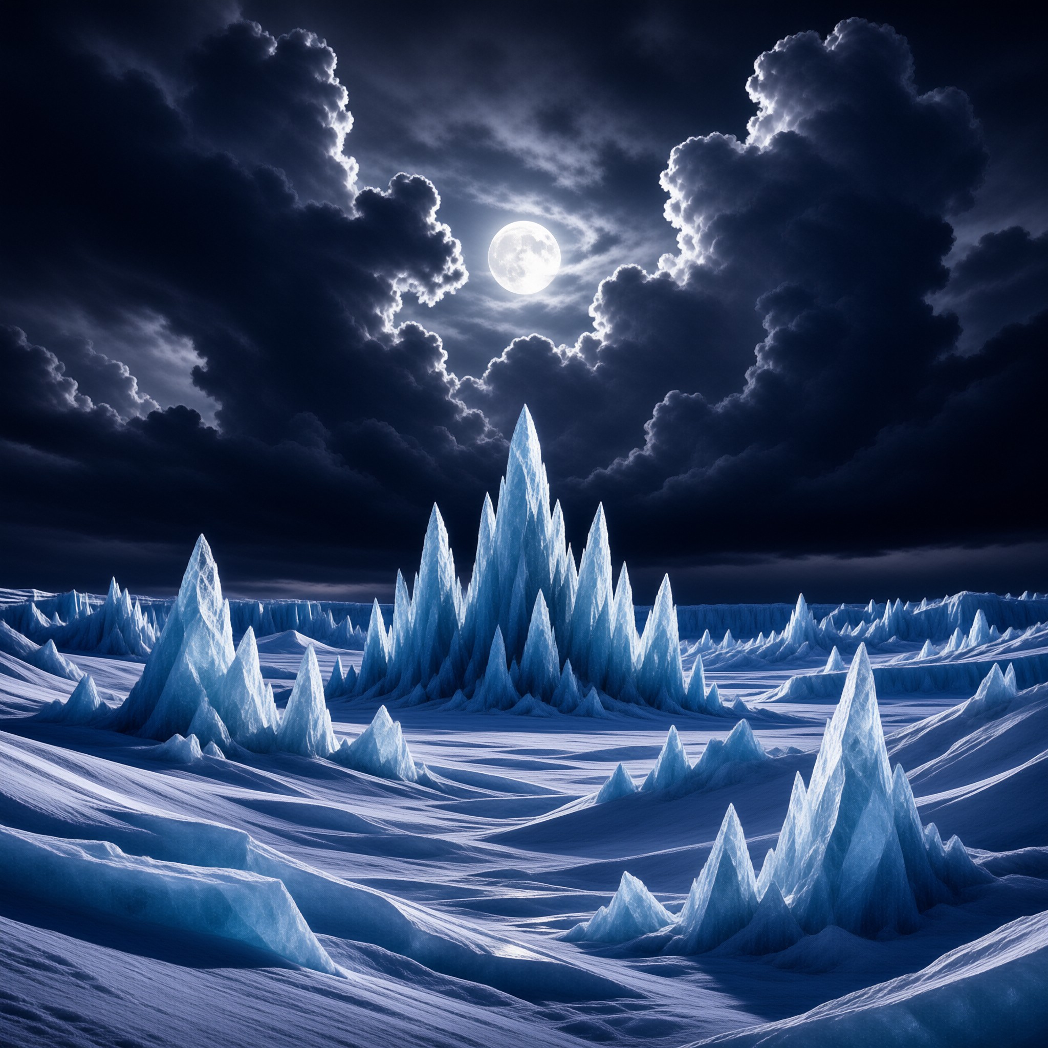 Moonlit Ice Landscape