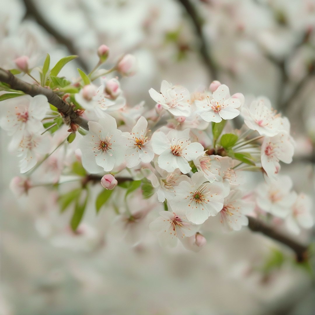 White Blossoms Close Up