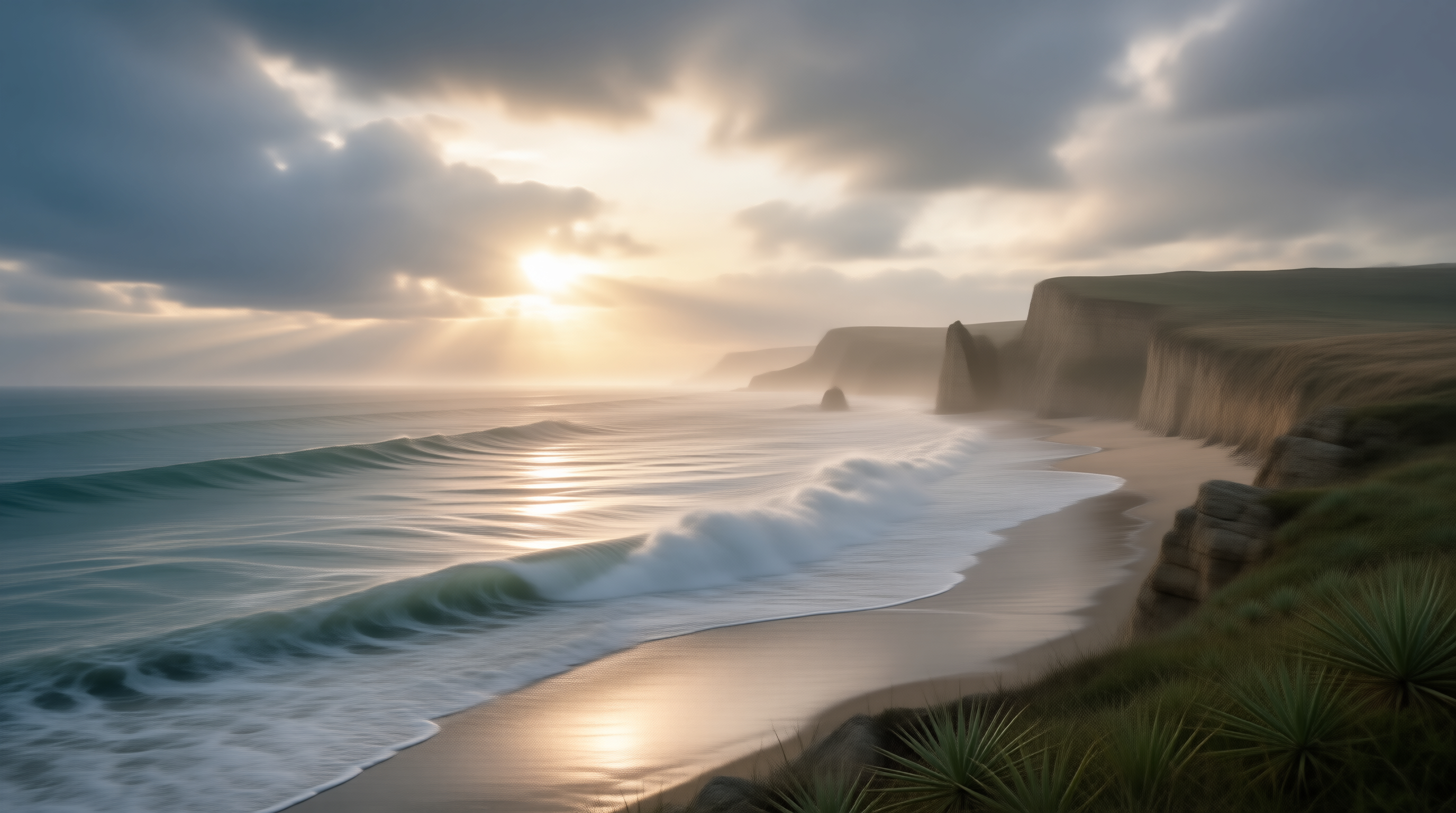 Sunset on a Misty Coast