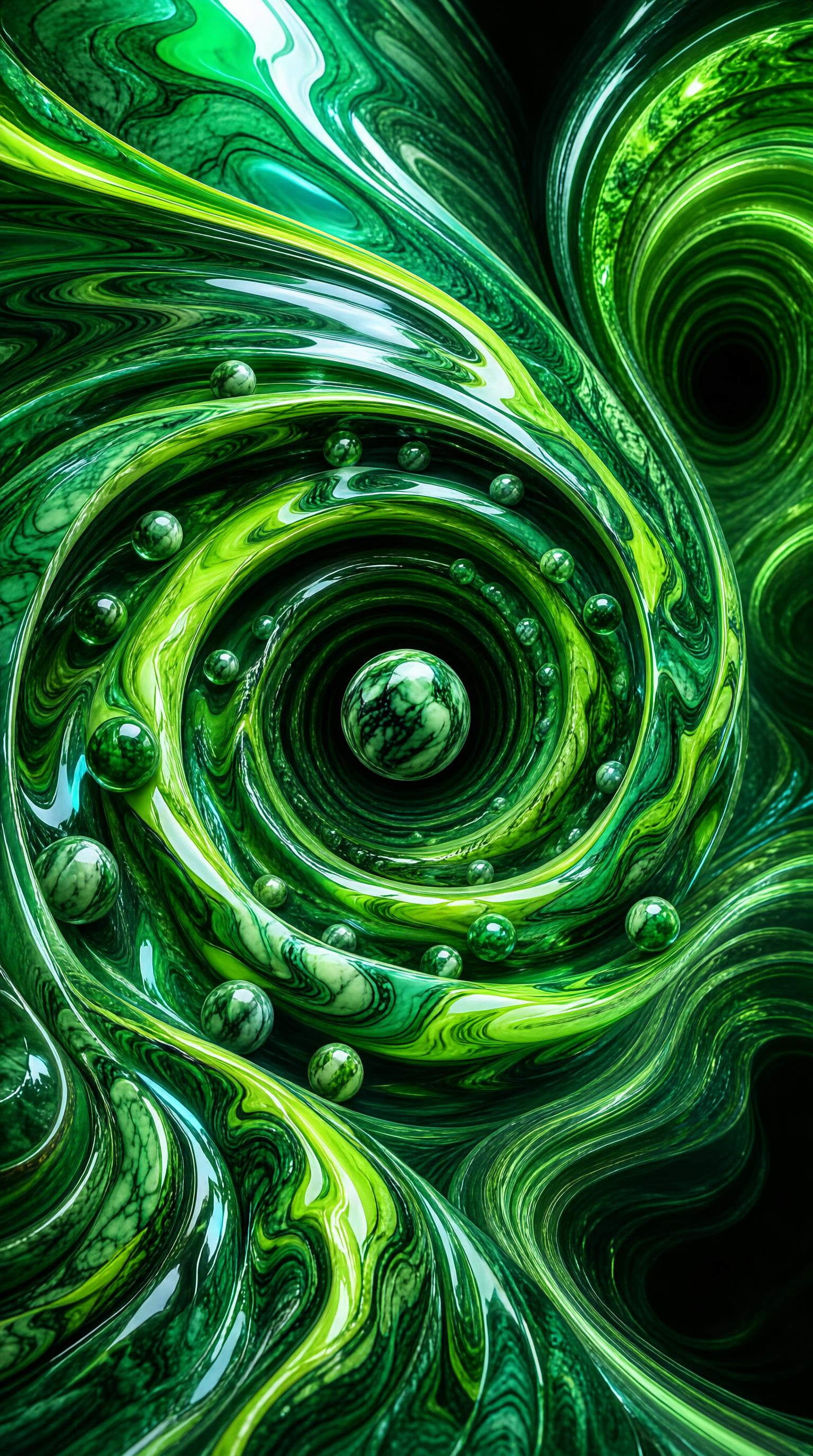 Green Swirl Abstract Art
