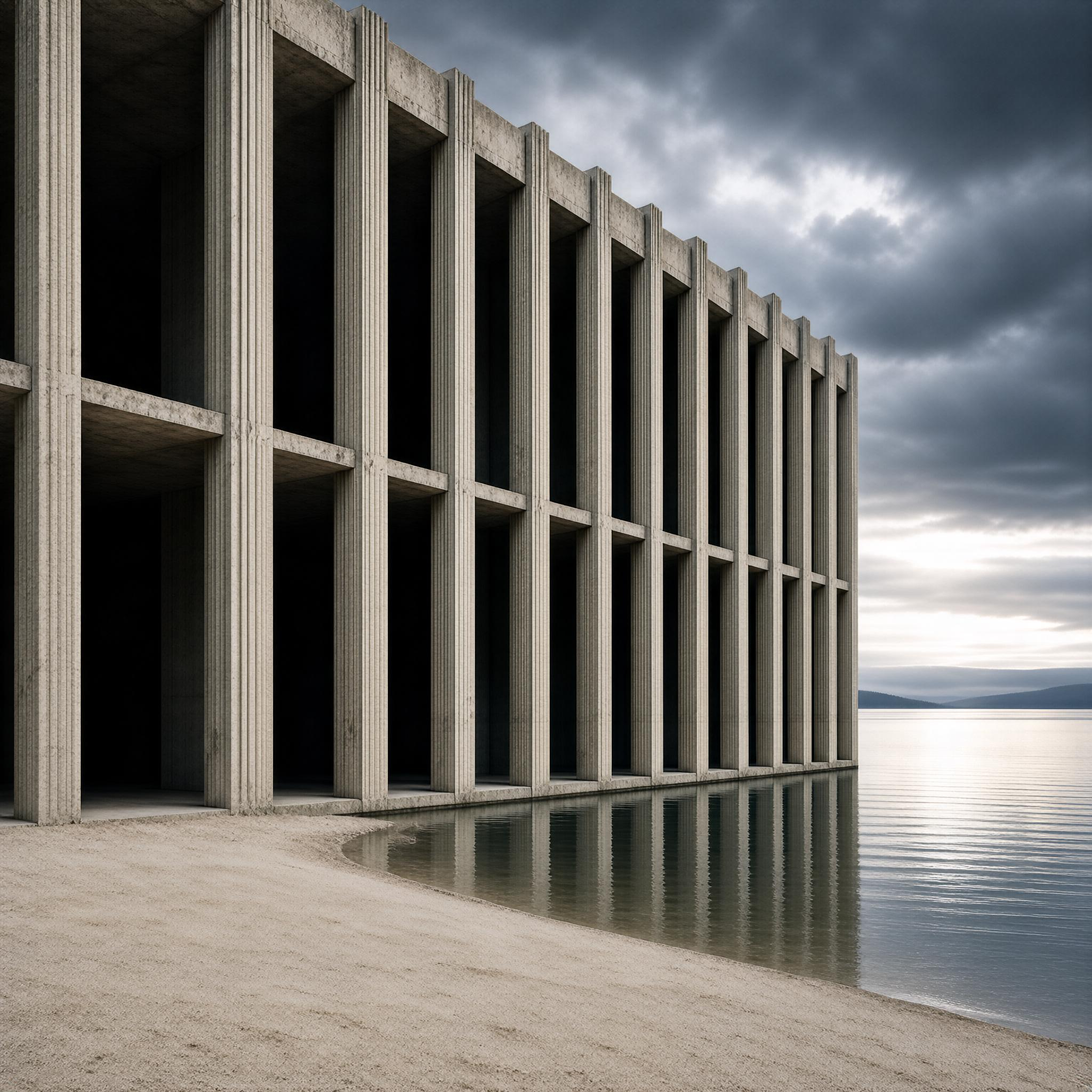 Concrete Building by Water