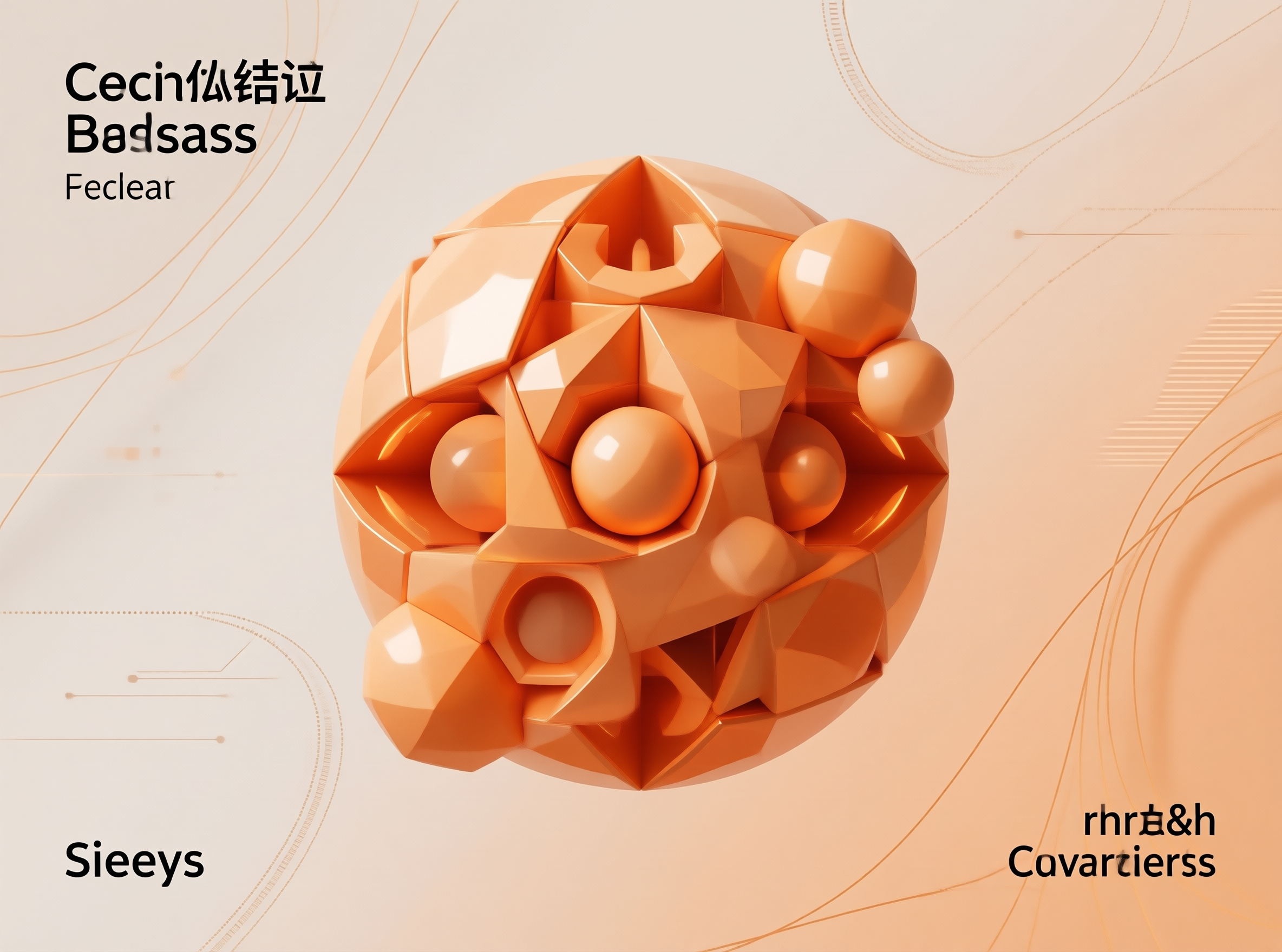 Abstract Orange Geometric Sphere