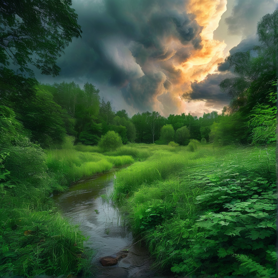 Stream Under Dramatic Sky
