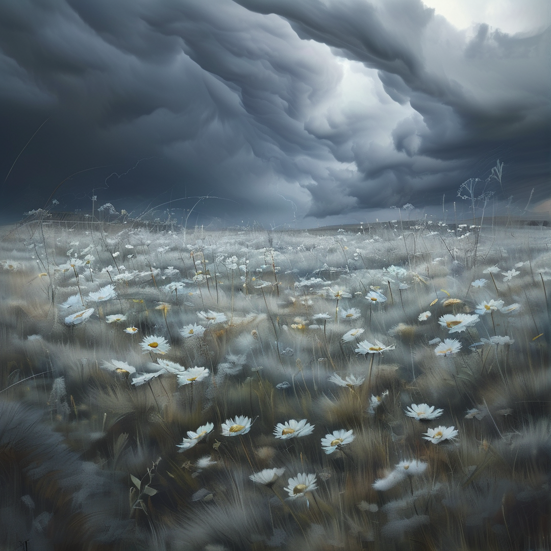 Stormy Field of Daisies