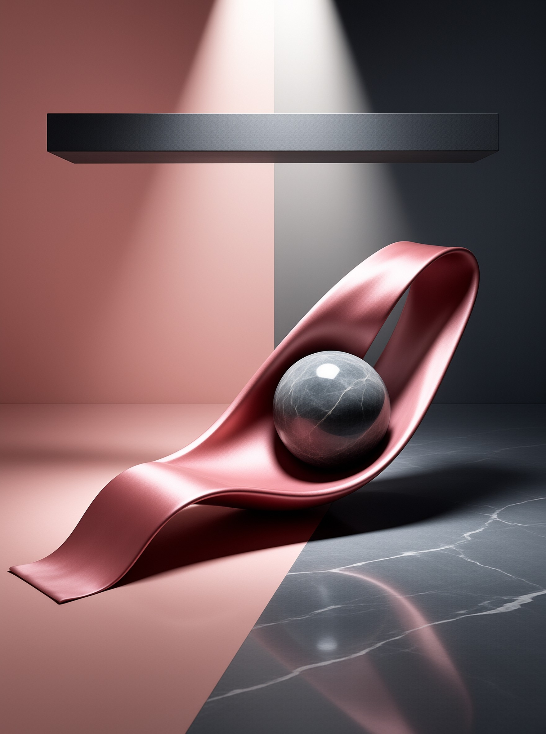 Abstract 3D Ribbon and Sphere