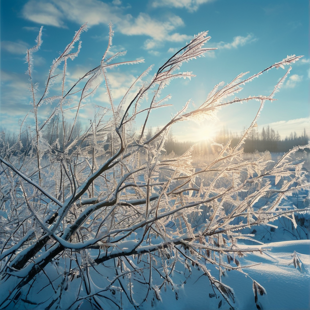 Sunlit Frosty Branches