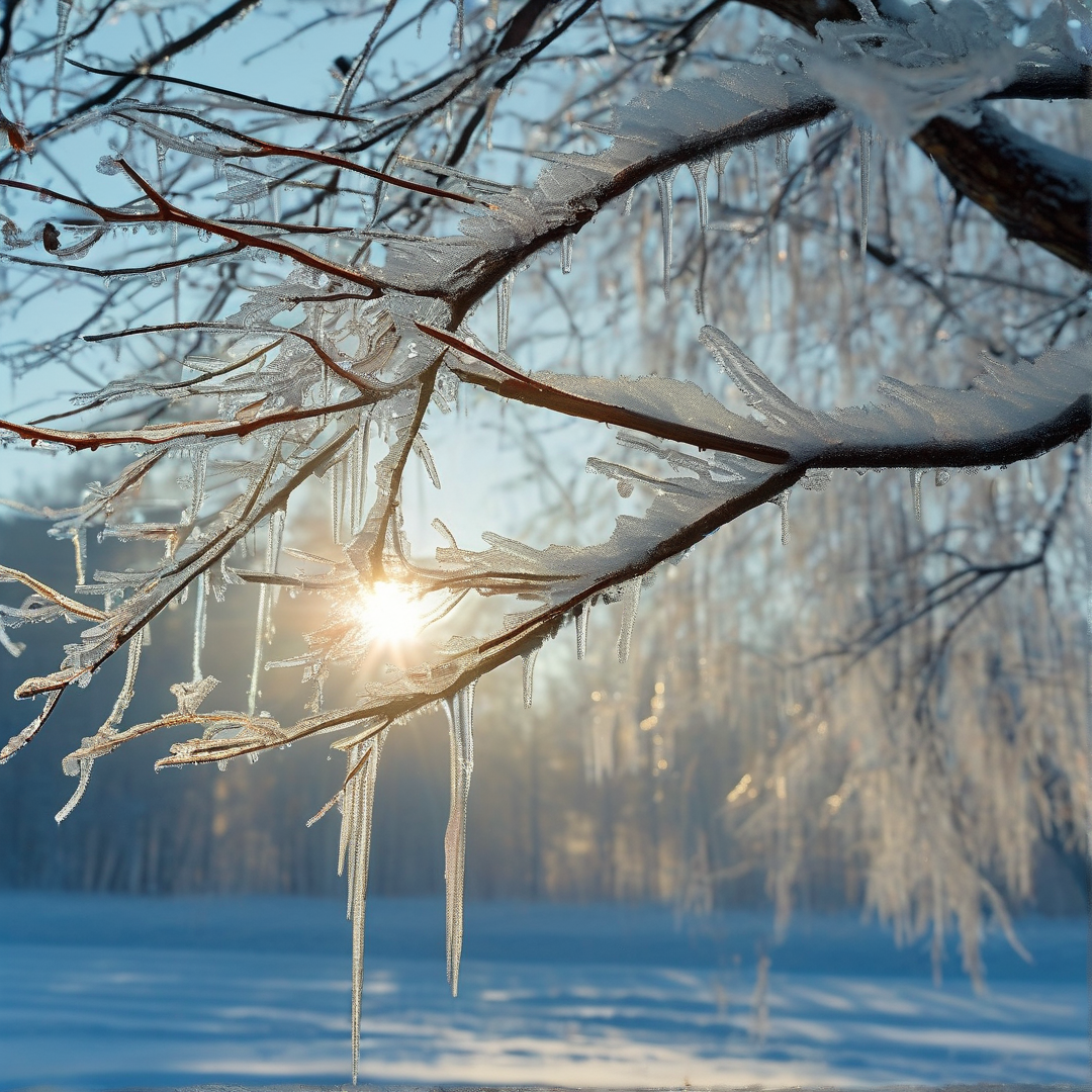 Icy Branches in Winter Sun
