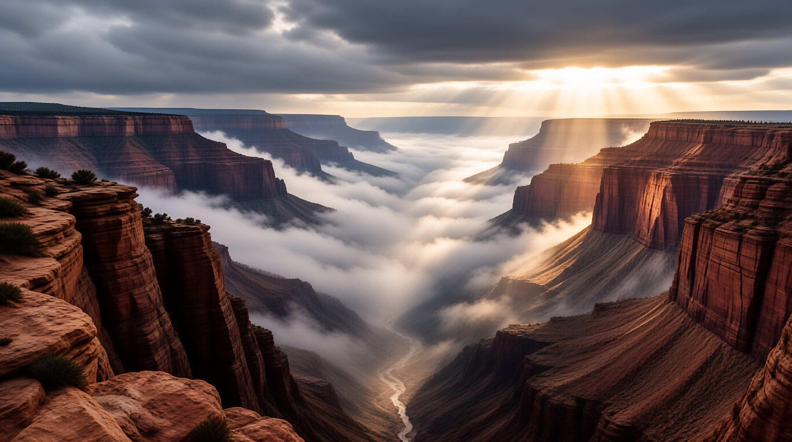 Misty Canyon at Sunrise