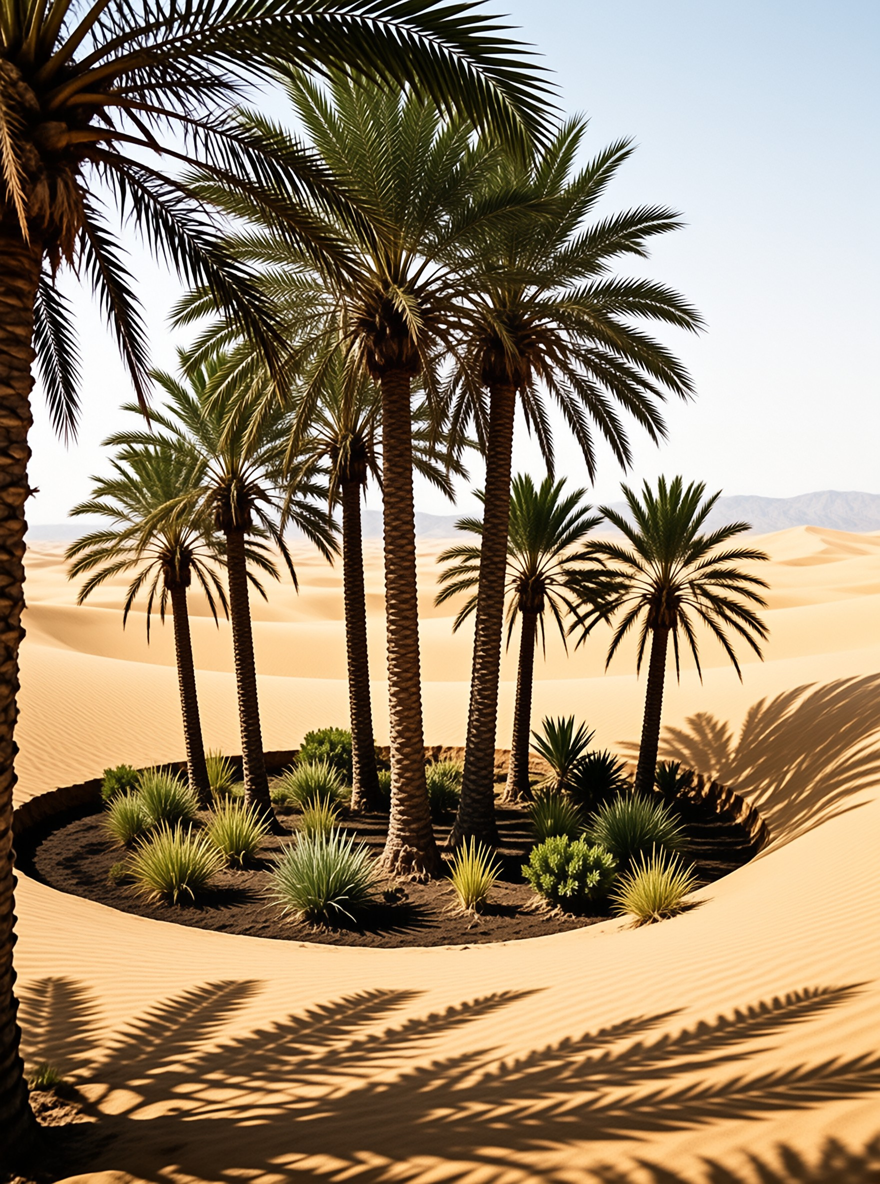 Desert Oasis with Palm Trees