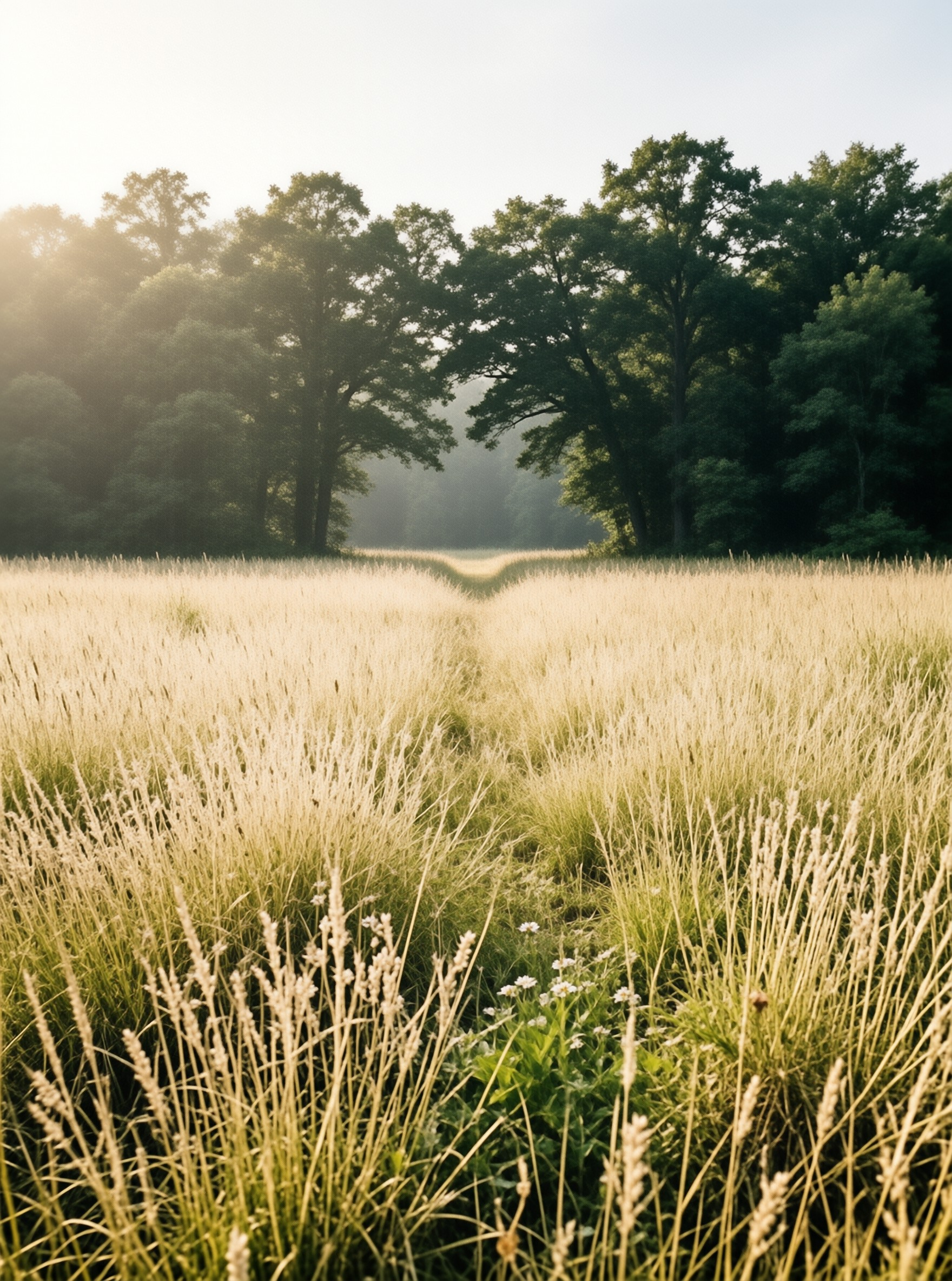 Sunlit Path to Woods