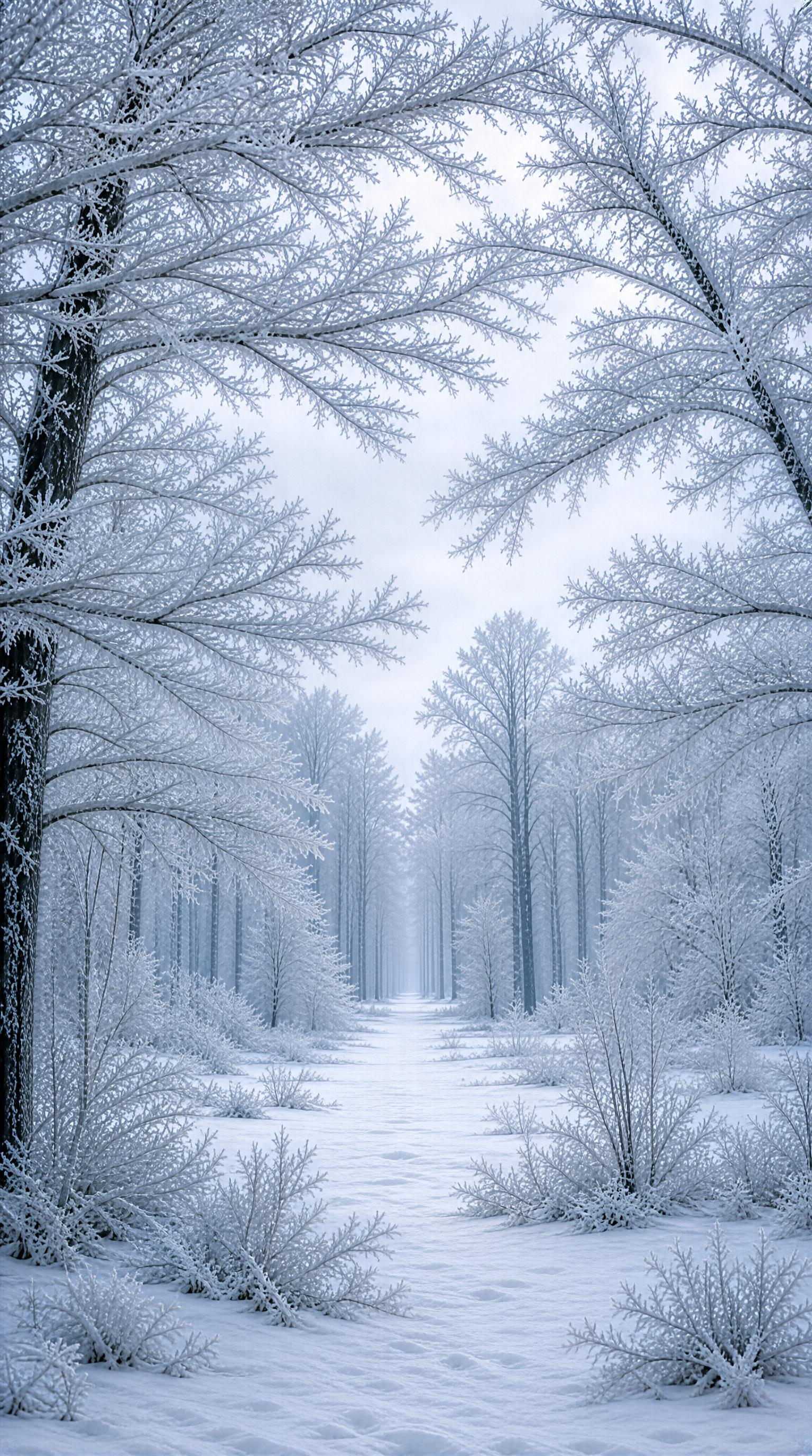 Snow-Covered Forest Path