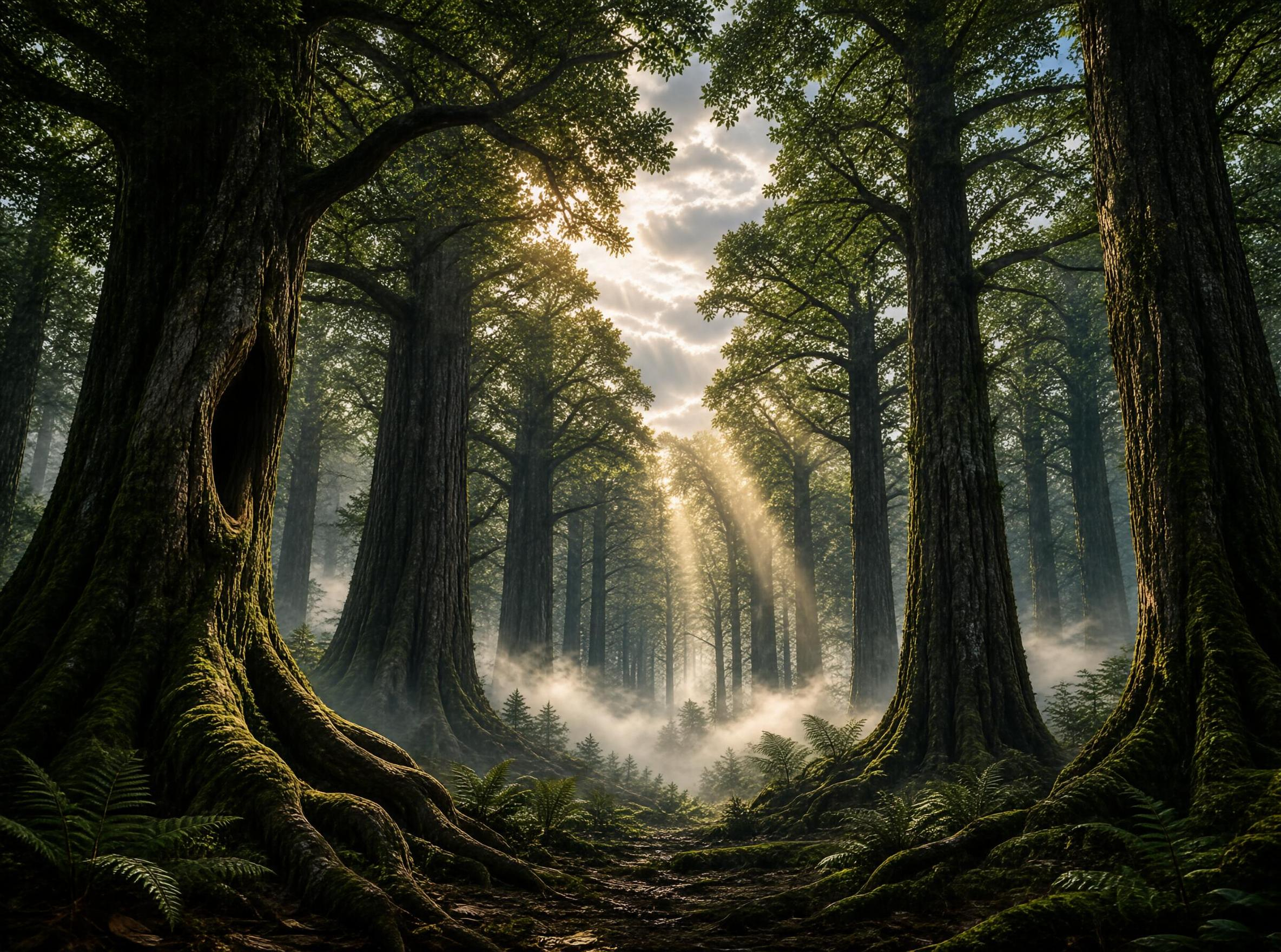 Sunlight in Ancient Forest