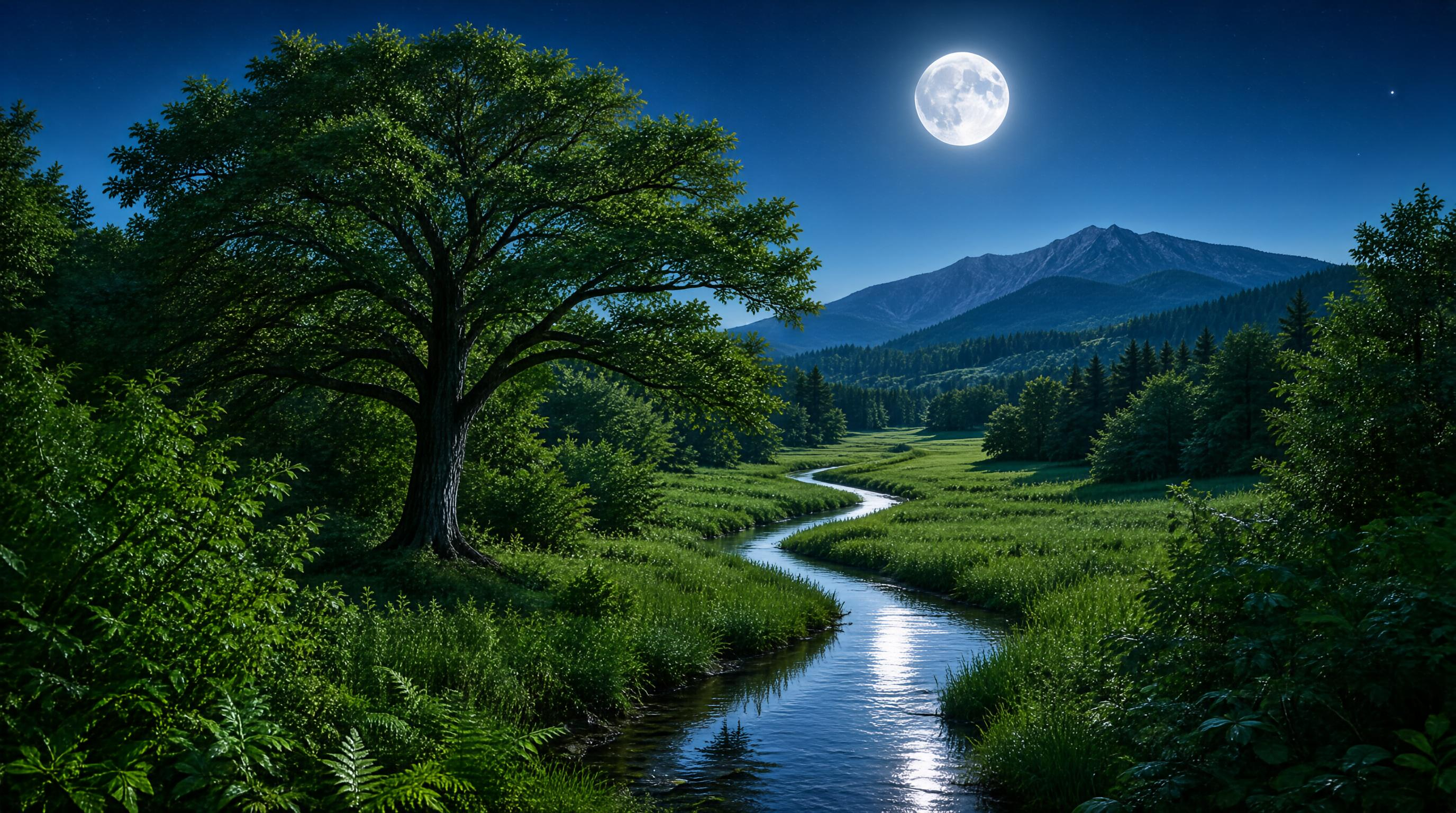 Serene Night River Landscape