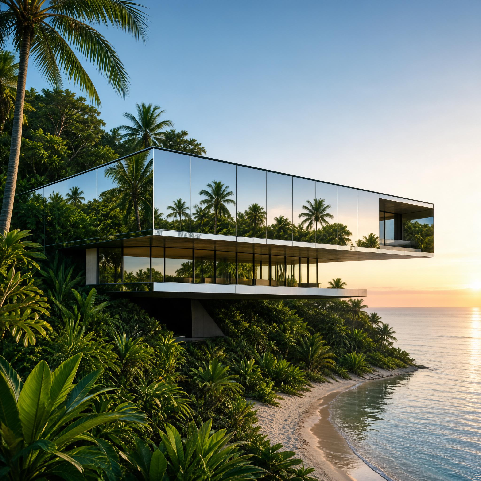 Modern Glass House by the Sea