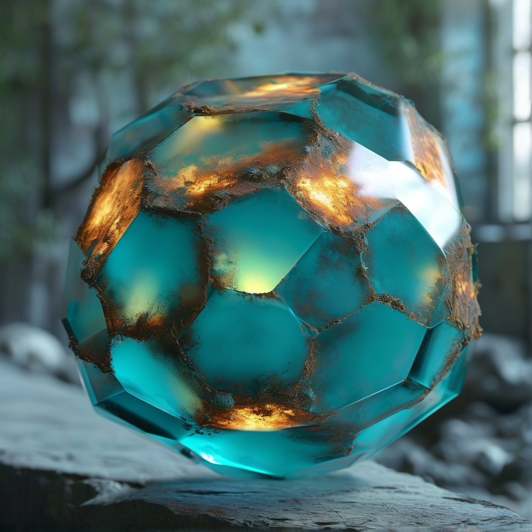 Faceted Teal Crystal Sphere