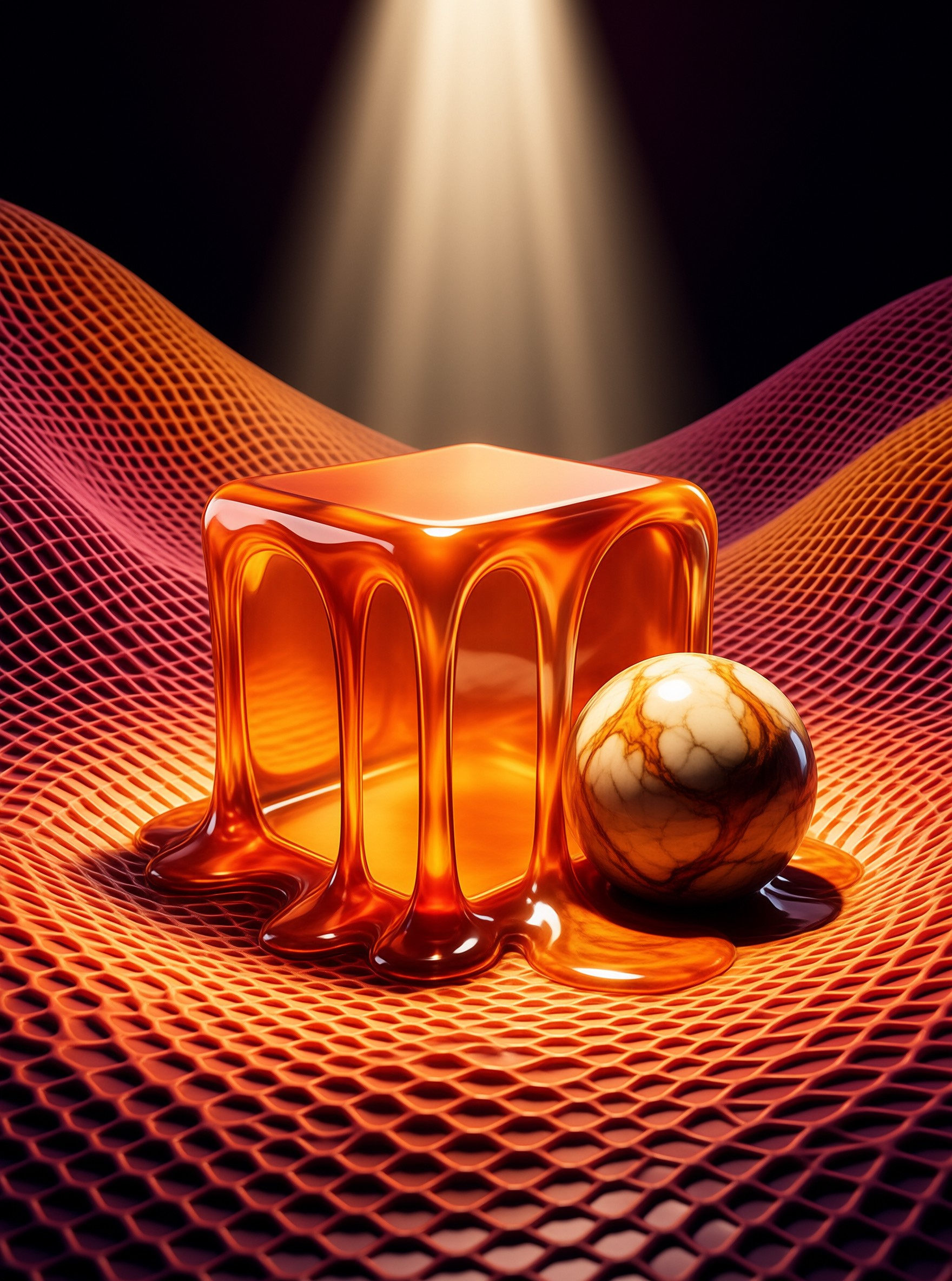 Melting Amber Cube
